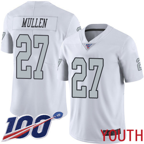Oakland Raiders Limited White Youth Trayvon Mullen Jersey NFL Football #27 100th Season Rush Vapor Jersey->youth nfl jersey->Youth Jersey